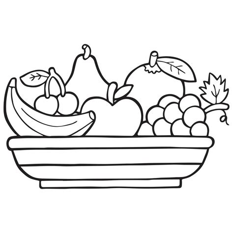 Fruit Basket Coloring Page For Kids Vector Illustration Eps And Image