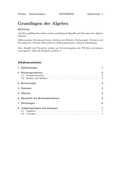 Algebra Grundlagen Grundlagen Der Algebra Einleitung Auf Den