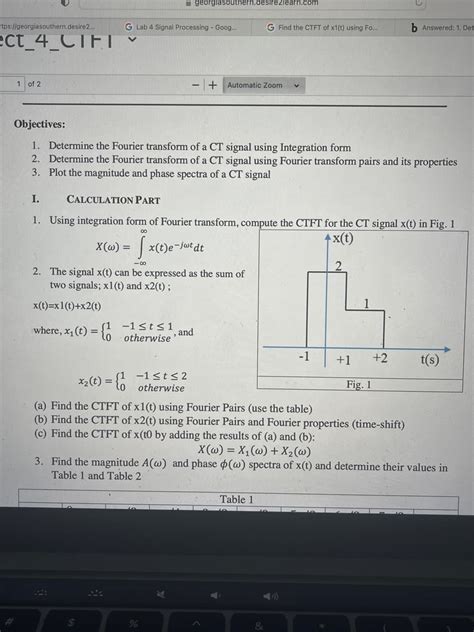 Answered 1 Determine The Fourier Transform Of A Bartleby