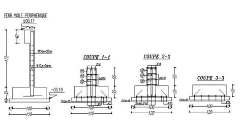 Design Of Footing And Column With Reinforcement Details In Autocad 2d Drawing Cad File Dwg