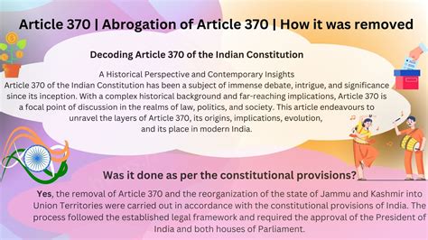 Article 370 Abrogation Of Article 370 How It Was Removed