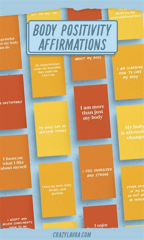 64 Printable Body Positivity Affirmations Body Positive Encouragement Cards Vision Board Self