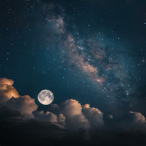 moonlit cloudy night image moon stars night
