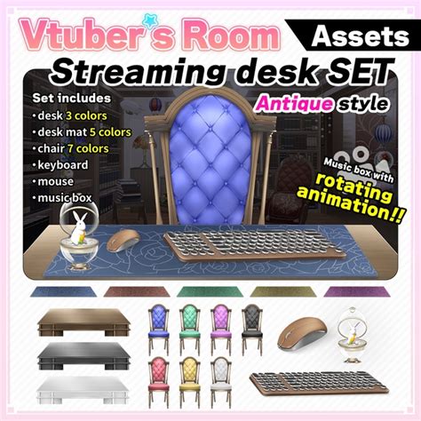 Streaming Desk Set Illustration【vtubers Room Assets】 Usanekomemory