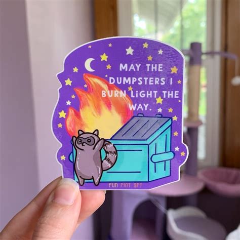 Raccoon Let The Dumpsters I Burn Light The Way Magnet Refrigerator Meme