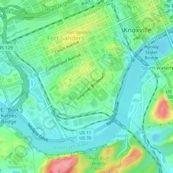 University of Tennessee topographic map, elevation, terrain