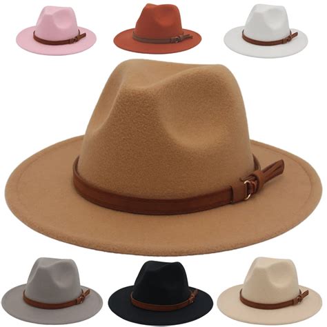 Sombreros Fedora con cinturón marrón clásico para hombre y mujer