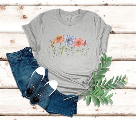 Wildflowers Floral T Shirt Wild Flowers Tshirt Spring Botanical Tee