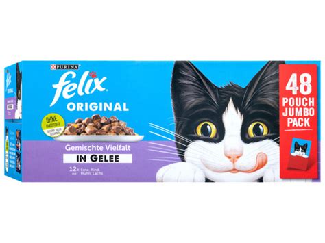 FELIX Katzennassnahrung Jumbo Pack Gemischte Vielfalt In Gelee 48 X