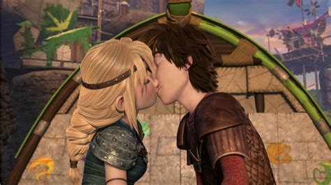 Hiccup And Astrids Romantic Kiss Scene From Dreamworks Dragons Race To The Edge Soluço E