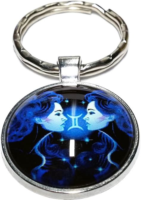 Porte Clé Gémeaux Bleu Métal Signe Astrologique Zodiaque astro clef