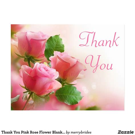 Thank You Pink Rose Flower Blank Floral Post Card Zazzle Thanks