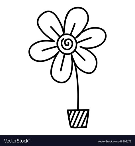 Potted flower doodle icon Royalty Free Vector Image