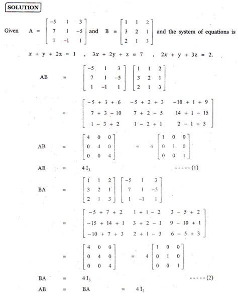 exercise  matrices linear equations  matrix inversion method