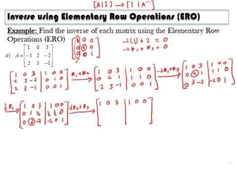 MATRICES Inverse 3x3 Matrix Using Elementary Row Operations ERO