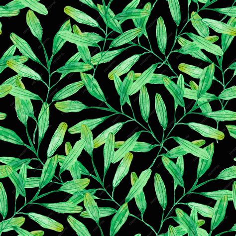 Premium Photo Watercolor Drawing Seamless Pattern With Green Leaves