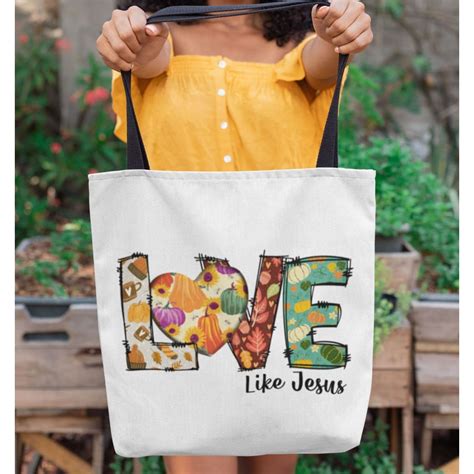 Love Like Jesus Tote Bag Fall Thanksgiving Christian Tote Bags