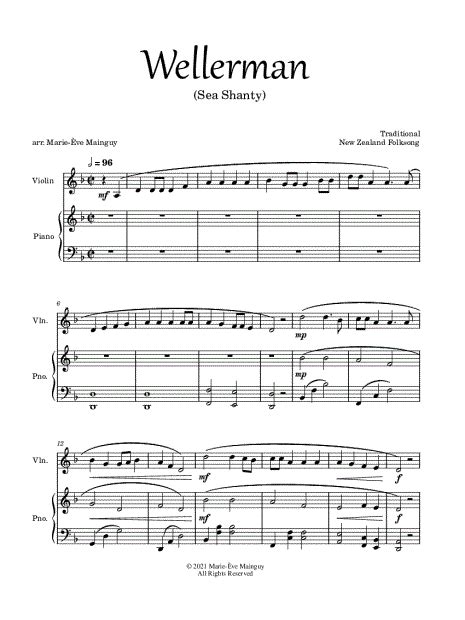 Marie Ève Mainguy Wellerman Violin And Piano Sheet Music In D Minor