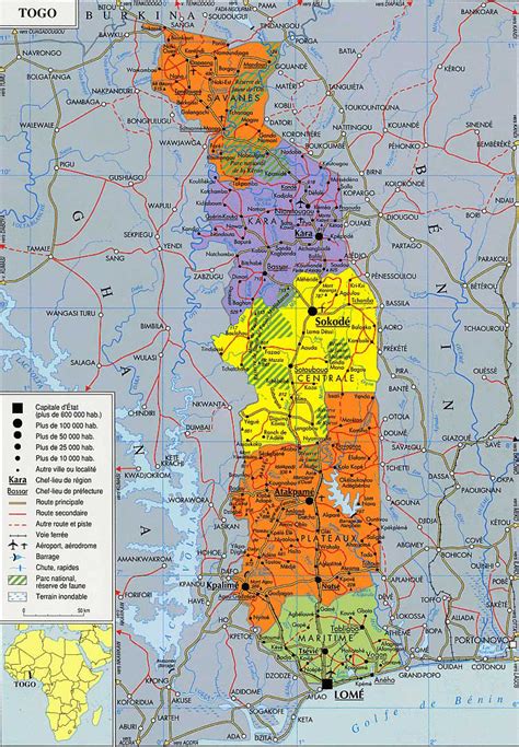 Detailed administrative map of Togo. Togo detailed administrative map ...