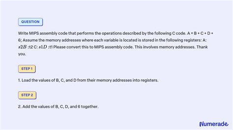 SOLVED Write MIPS Assembly Code That Performs The Operations Described