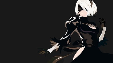 Male anime character wallpaper, Nier: Automata, 2B (Nier: Automata), minimalism, simple ...