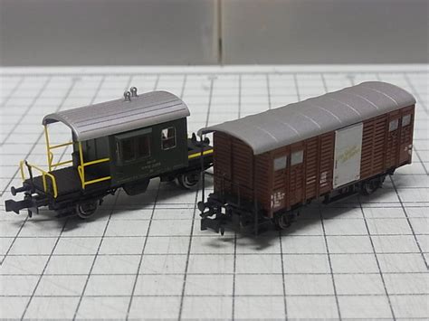 【目立った傷や汚れなし】【現状品】hobbytrain Nゲージ 3103131073 Sbb Cff 2軸車掌車2軸有蓋貨車 2両組の