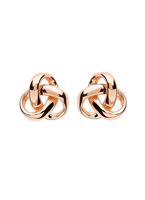 Sterling Silver Trinity Knot Rose Gold Plated Earrings Woollen Way