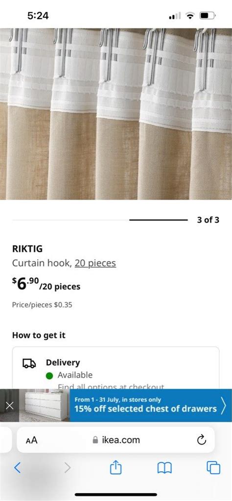 Ikea Riktig Curtain Hook Pieces Furniture Home Living Home