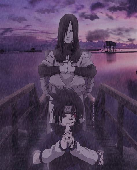 Two Anime Characters Sitting On A Dock In The Rain With One Holding An