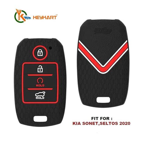 Keykart ® Silicone Key Cover For Kia Sonet Seltos 2020 4 Button Smart