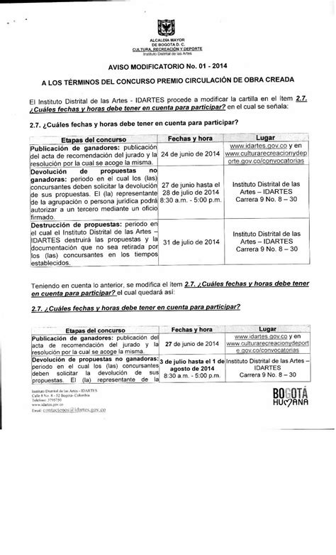 Pdf Etapas Del Concurso Fechas Y Hora Miar Teniendo En Cuenta Lo