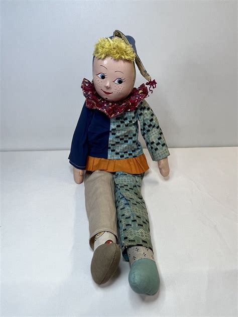 Vintage Plush Clown Doll W Handpainted Face Ebay