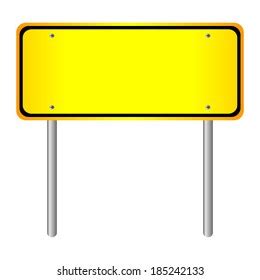 Blank Yellow Road Sign On White Stock Vector Royalty Free 185242133