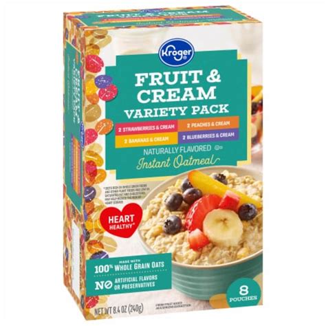 Kroger® Fruit And Cream Naturally Flavored Instant Oatmeal Pouches Variety Pack 8 Ct 84 Oz