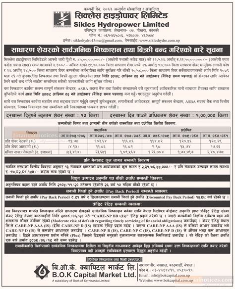 सिक्लेस हाइड्रोपावरको आईपीओमा आवेदन दिने आज अन्तिम दिनबारे सूचना Bok