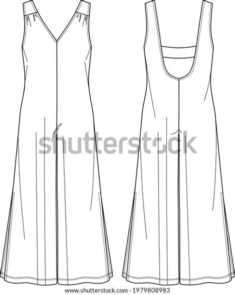 Vector Woman V Neck Jumpsuit Technical Stock Vector Royalty Free