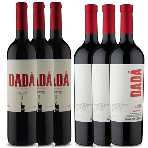 Kit 6 Vinho Tinto Argentino Finca Las Moras Dada N 391 Art Malbec N3