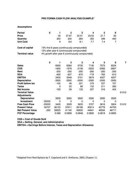 Fillable Online Pro Forma Cash Flow Analysis Example Fax Email Print Pdffiller