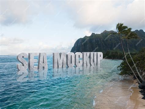 Premium Psd Sea Landscape Text Effect Mockup