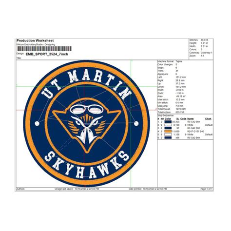 Ncaa Logo Ut Martin Skyhawks Embroidery Design Embroidery Inspire