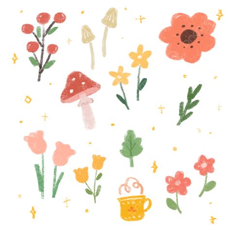 Lindas Pegatinas De Doodle De Flores Florales Para Imprimir Gratis Png