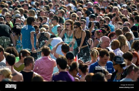 Crowds Celebrating Gay Pride Day In Trafalgar Square In London Stock Photo Alamy