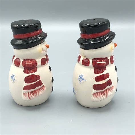 Snowman Christmas Salt Pepper Shakers Etsy