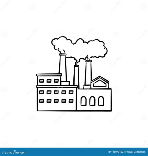 Factory Hand Drawn Sketch Icon. Stock Vector - Illustration of chemical ...