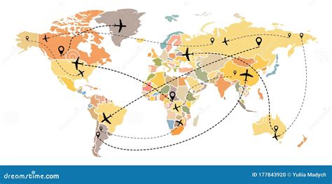 World Map Flight Paths