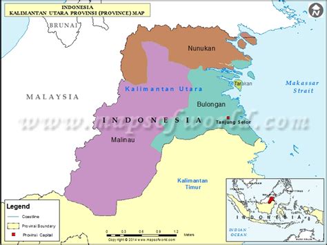 Kalimantan Utara Map, Map of Kalimantan Utara Province, Indonesia