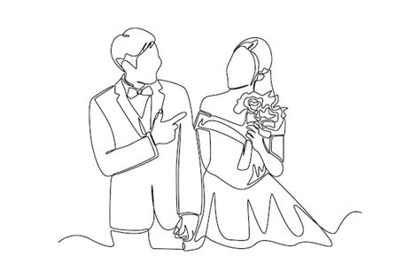 Premium Vector Continuous One Line Drawing Young Married Couple