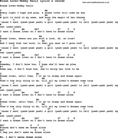 Love Song Lyrics For Dream Lover Bobby Darin With Chords