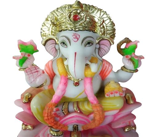 Multicolor Made In India Inch Lord Ganesha Marble Statue At Rs