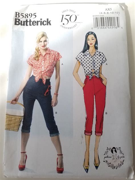 Sewing Pattern For Misses Top And Jeans Butterick B5895 150th Etsy